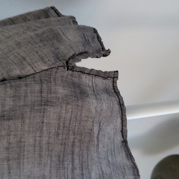 Maurices semi sheer gray button down top with crinkle sleeves - Picture 10 of 12